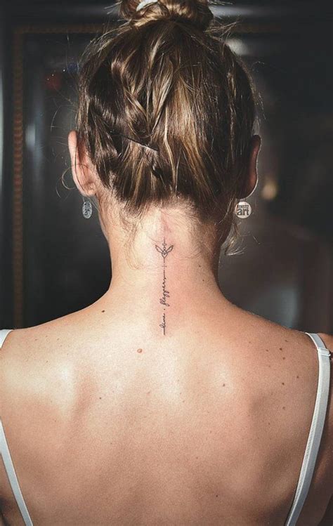 behind neck tattoo ideas|female back of neck tattoo.